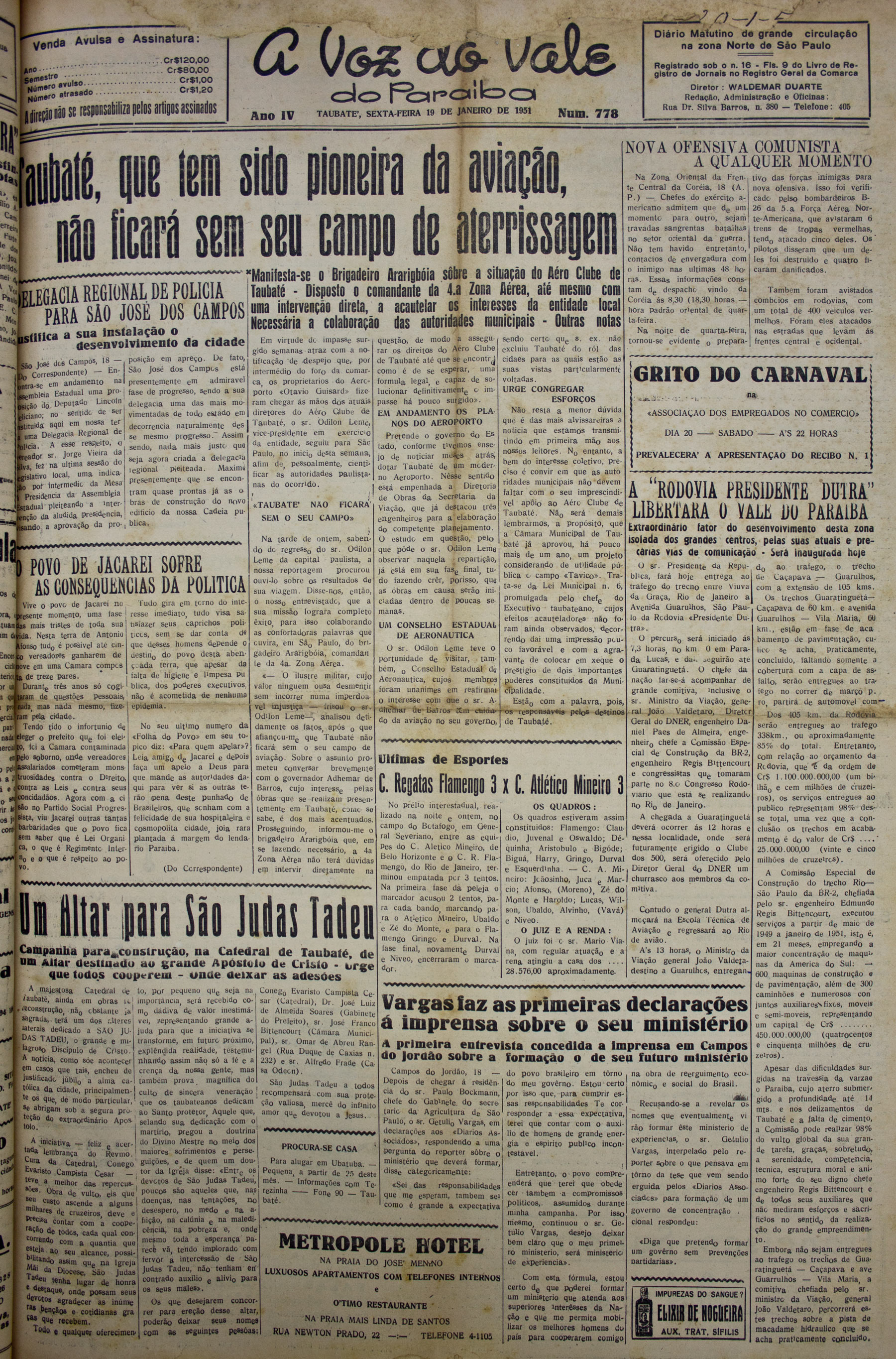 A Voz do Vale do Paraíba, 19 de janeiro de 1951