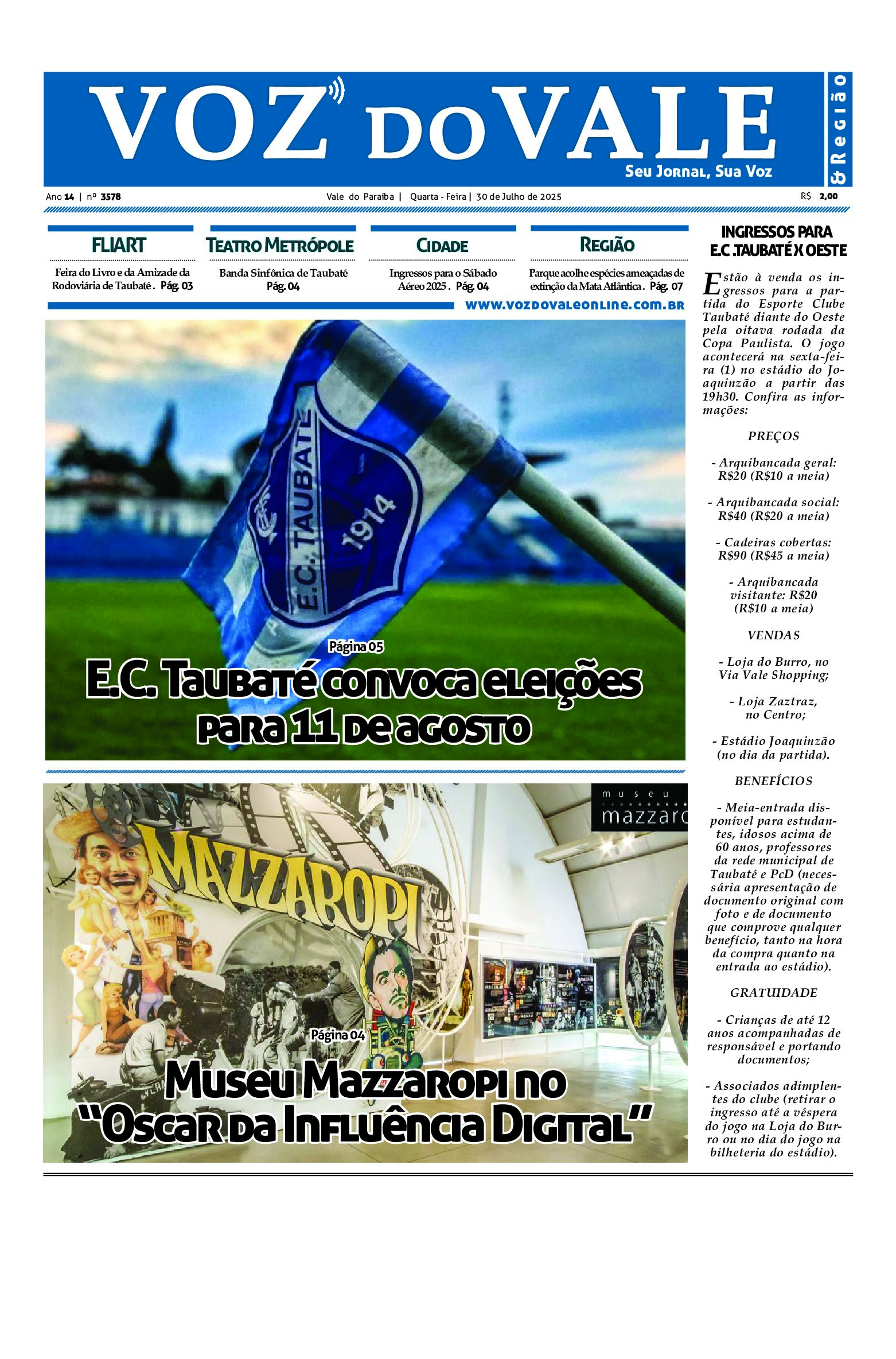 Edição de 30 julho de 2025
